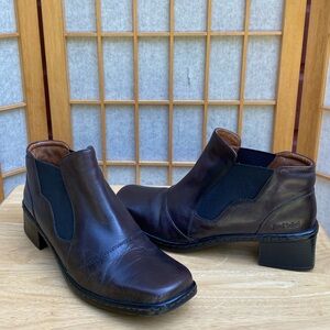 Josef Seibel Sienna Brown Leather Square Toe Bootie SZ 40